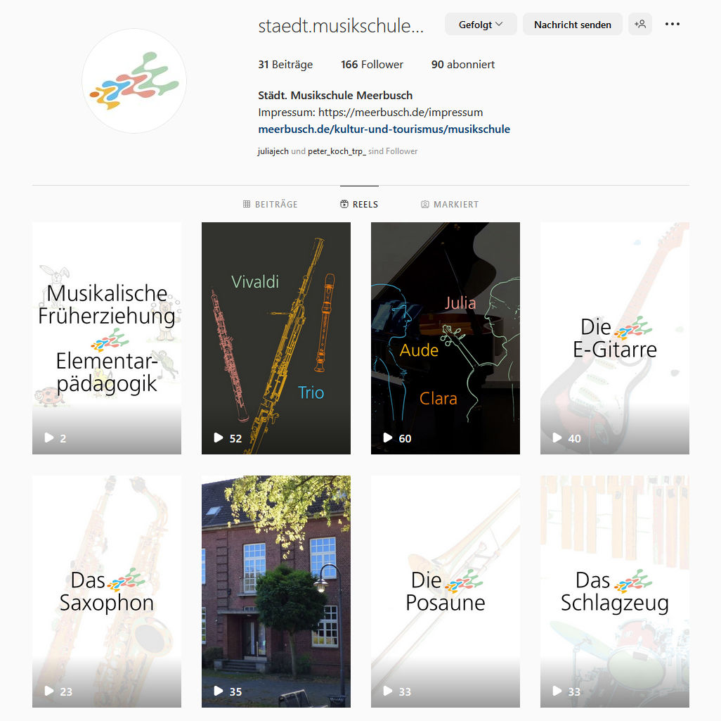Instagram-Account der Städtischen Musikschule Meerbusch